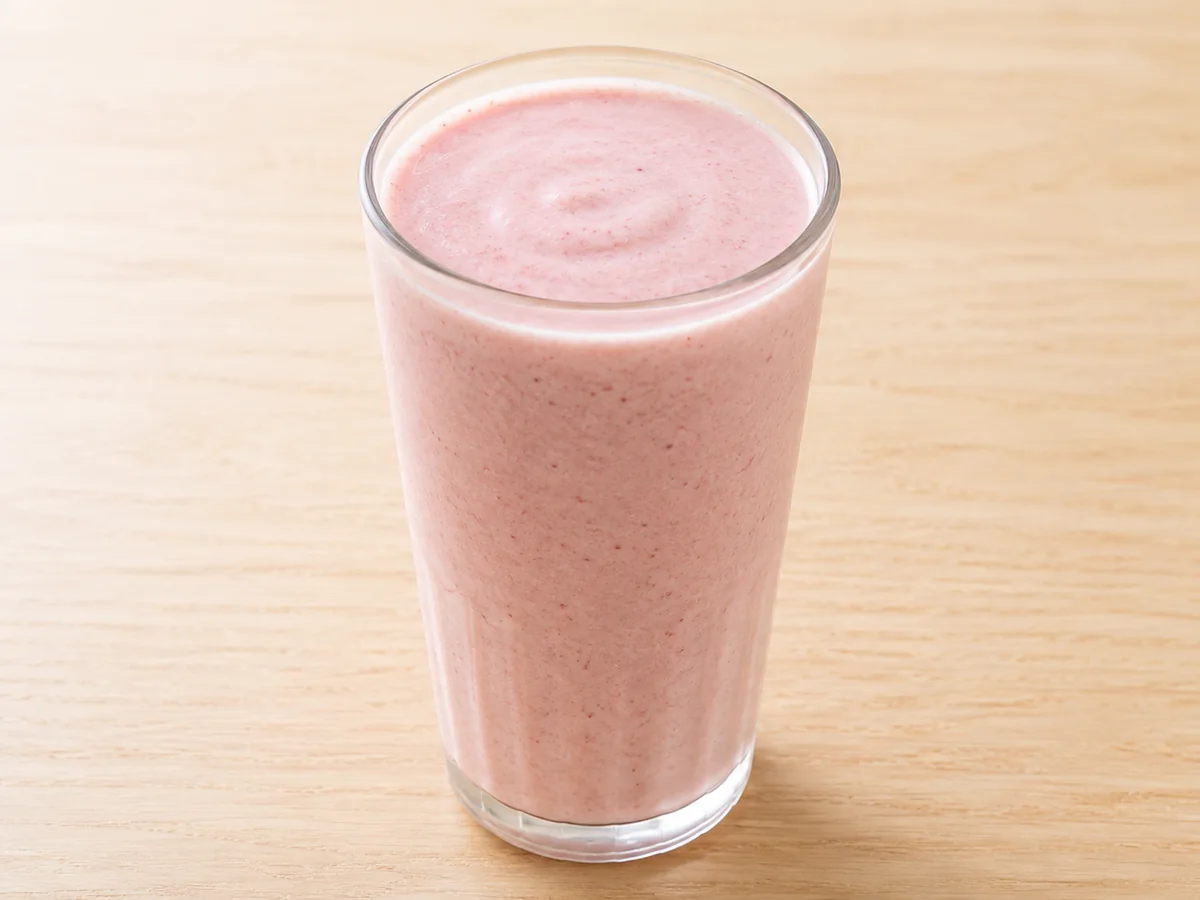 Copo de shake de morango com iogurte e aveia