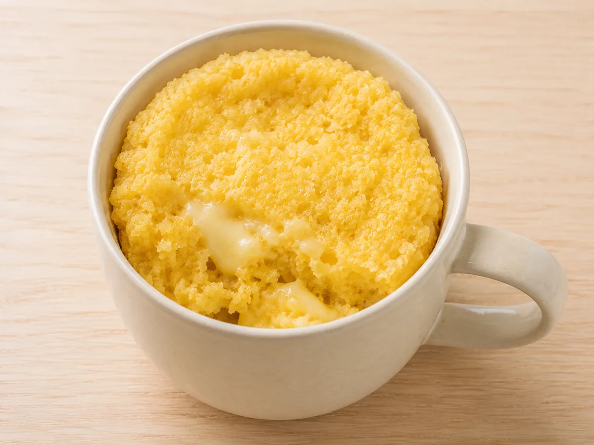 Caneca de cuscuz de flocão de milho com queijo minas derretido