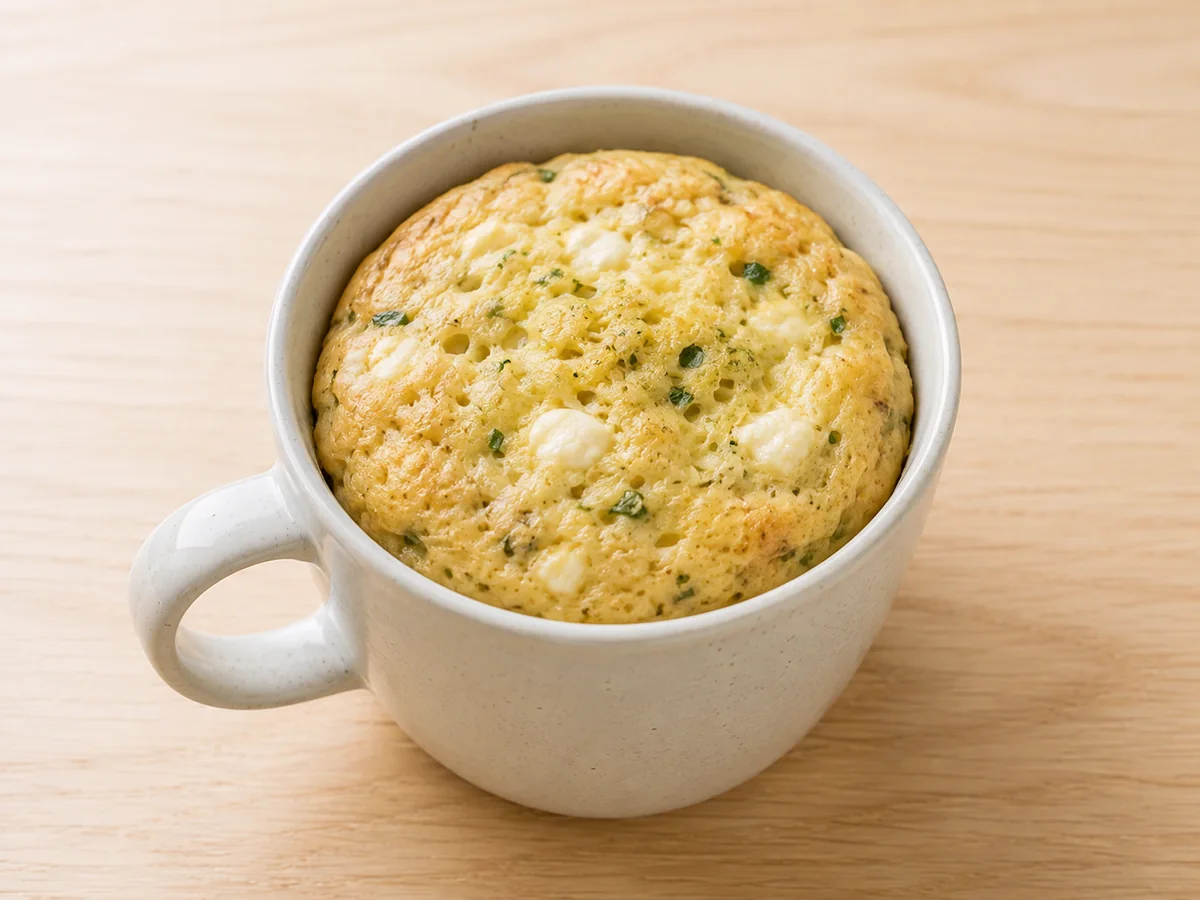 Pão de caneca salgado com cottage e ervas