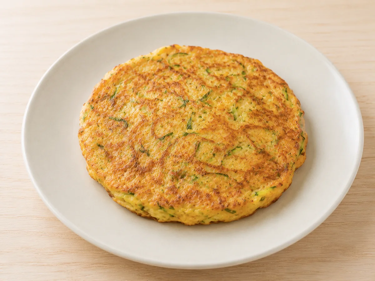 Panqueca de farinha de grão-de-bico com abobrinha ralada