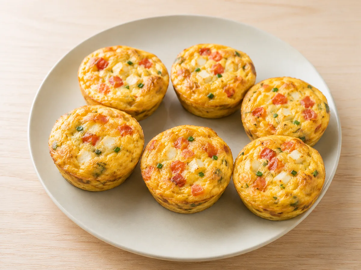 Miniomeletes de forno em forminhas, com tomate e queijo minas