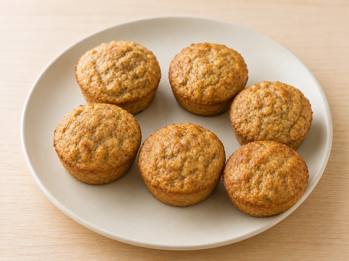 Muffins de banana com aveia e canela em forminhas